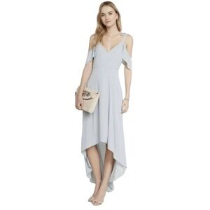 NEW Express midi dress cold shoulder hi low gray